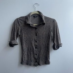Vintage Forever 21 Button Up Mesh Cheetah Print Top